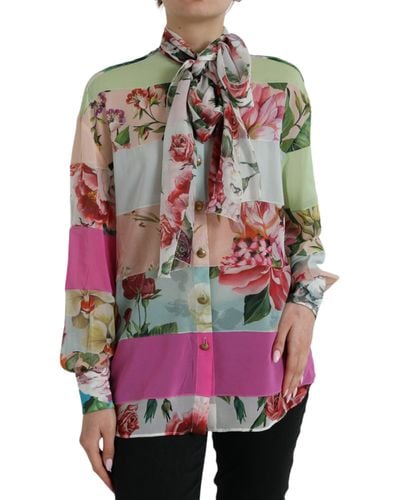 Dolce & Gabbana Elegant Silk Blend Long Sleeve Top - Multicolour