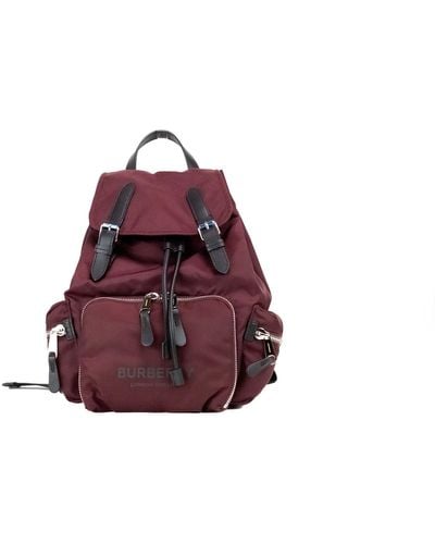 Burberry Medium Burgundy Econyl Nylon Rucksack Drawstring Backpack Bookbag - Red