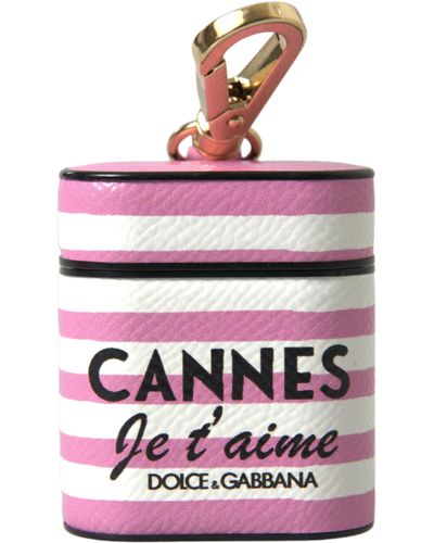 Dolce & Gabbana Chic Stripe Leather Airpods Case - Red