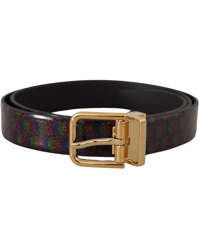 Dolce & Gabbana Elegant Vernice Leather Belt With Buckle - Black