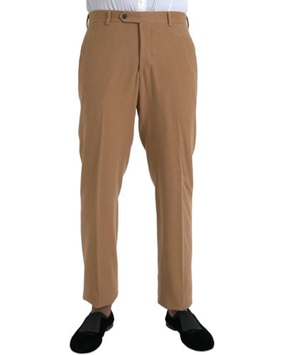 Prada Cashmere Straight Fit Dress Trousers - Natural