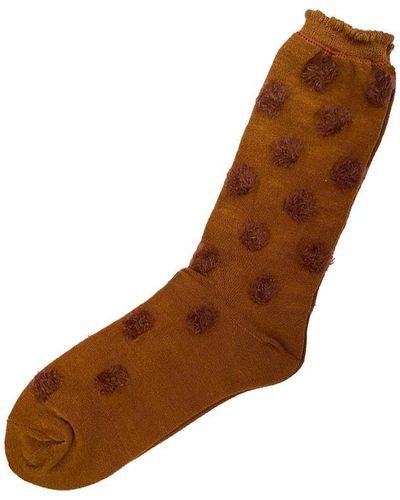 Antipast Knitted Socks Pom Pom - Brown