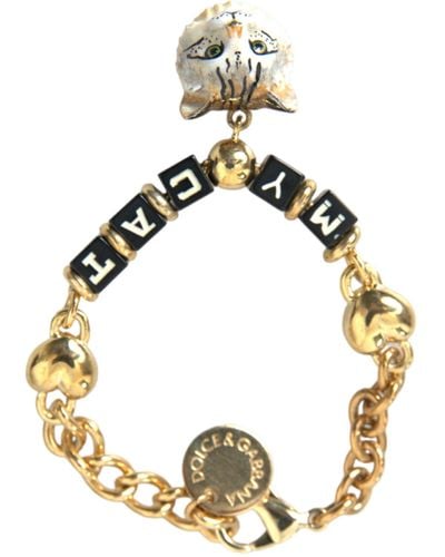 Dolce & Gabbana Tone Brass Chain My Cat Heart Bracelet - Metallic