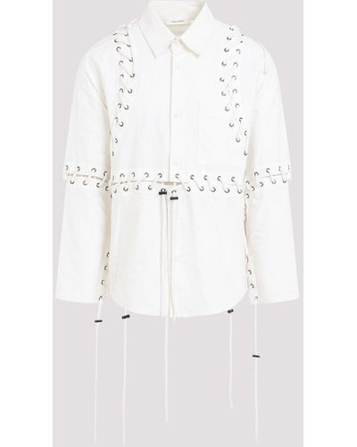 Craig Green White Deconstructed Laced Cotton Shirt