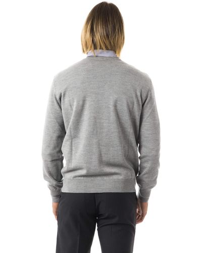 Uominitaliani V-neck Emroidered Sweater - Gray
