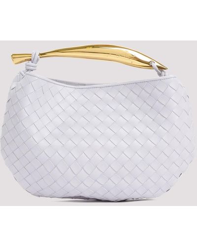 Bottega Veneta Liliac Leather Sardine Top Handle Bag - White