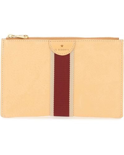 Il Bisonte Leather Pouch With Ribbon - Natural