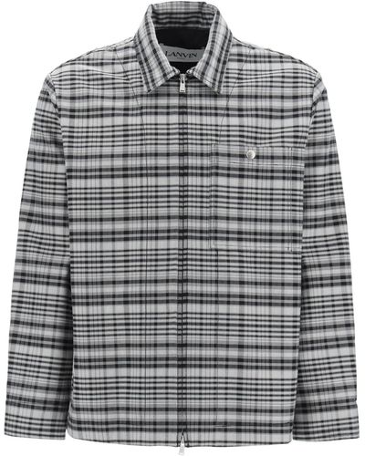 Lanvin Tartan Overshirt Jacket - Grey