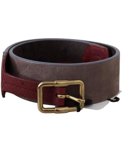 Gianfranco Ferré Brown Leather Wide Gold Chrome Logo Buckle Belt