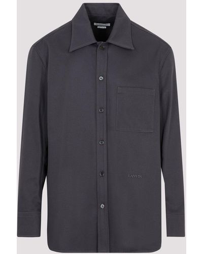 Lanvin Steel Twisted Cocoon Cotton Overshirt - Blue