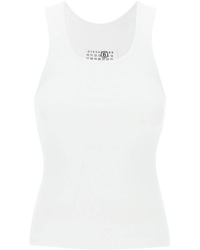 MM6 by Maison Martin Margiela Tank Top With Numeric Logo - White
