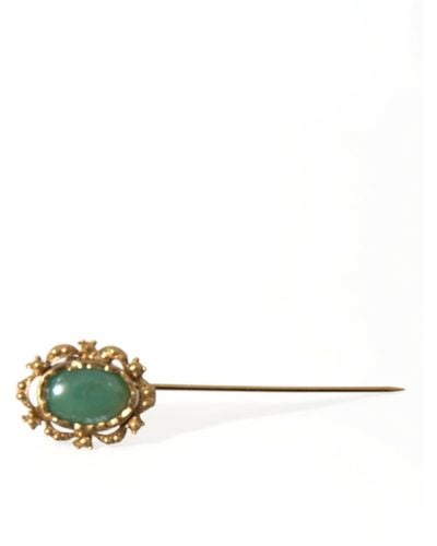 Dolce & Gabbana Elegant-Tone Gemstone Pin Brooch - Metallic