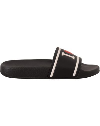 Dolce & Gabbana Elegant Leather Slide Sandals For Her - Black