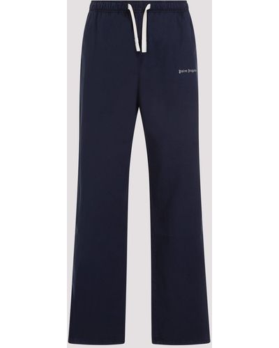 Palm Angels Navy Blue Cotton Classic Logo Travel Trousers