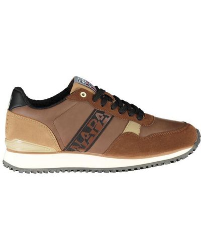 Napapijri Chic Contrast Laced Sports Trainers - Brown