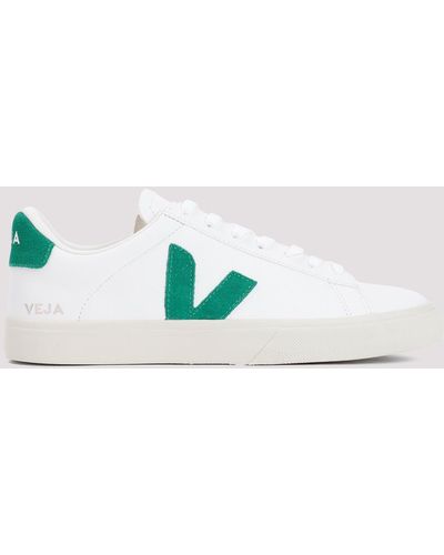Veja White Emerald Leather Trainers - Green