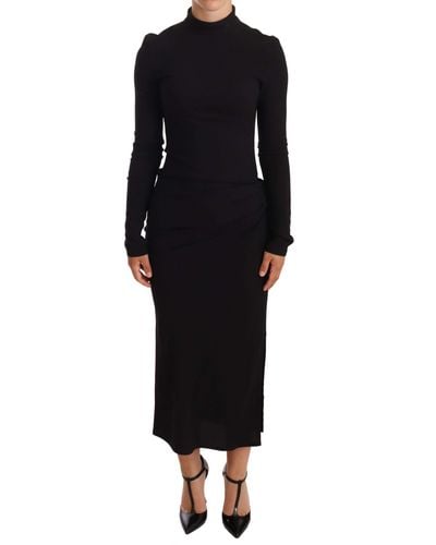 Dolce & Gabbana Elegant Turtleneck Sheath Dress - Black
