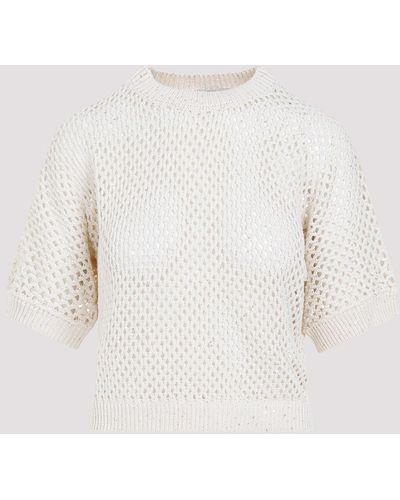 Peserico Beige Cotton Pullover - White