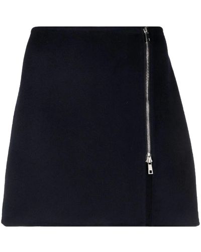 P.A.R.O.S.H. Zip-up Wool Miniskirt - M Blu - Black