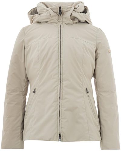 Peuterey Hooded Quilted Beige Jacket - Grey