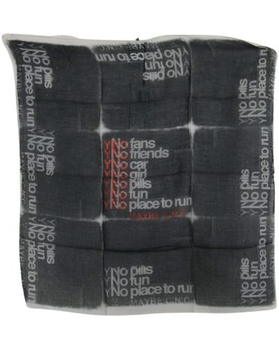CoSTUME NATIONAL Dark Wool Foulard Branded Scarf - Black