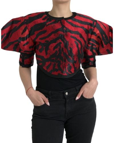 Dolce & Gabbana Elegant Animal Print Coat Jacket - Red
