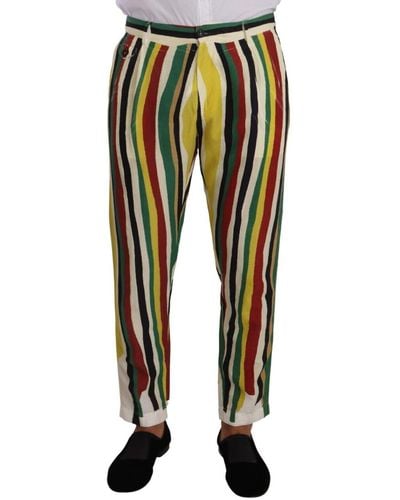 Dolce & Gabbana Elegant Striped Skinny Pants - Black