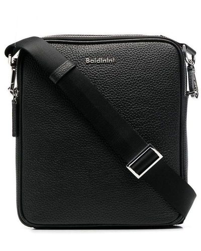 Baldinini Black Leather Messenger Bag