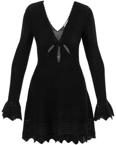 Self-Portrait Crochet Mini Dress - Black