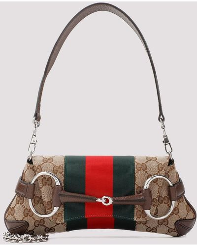 Gucci Beige Ebony Handbag - Red