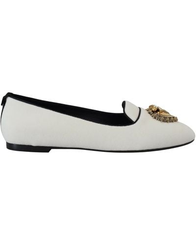 Dolce & Gabbana Elegant Velvet Loafers With Heart Detail - Black