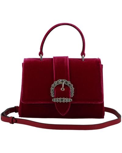 Jimmy Choo Pink Leather And Satin Top Handle Shoulder Bag - Red