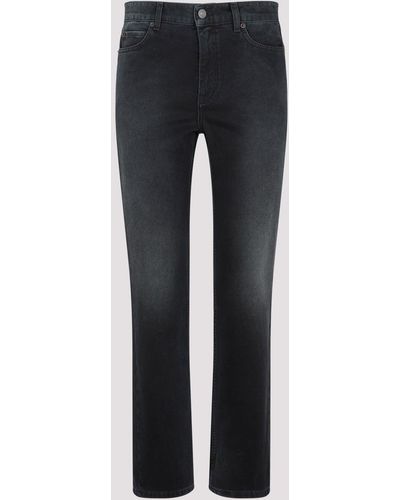 Balenciaga Sunbleached Black Cotton Trousers - Blue