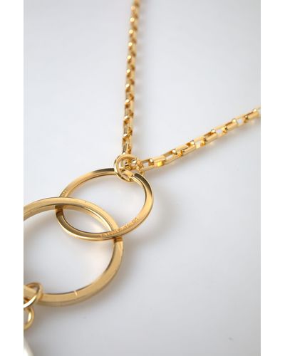 Dolce & Gabbana Gold Tone Brass Chain Link Dg Logo Pendant Necklace - Metallic
