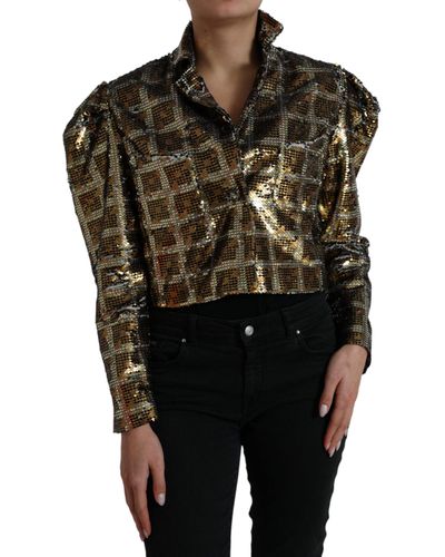 Dolce & Gabbana Multicolour Polyester Sequined Cropped Jacket - Black