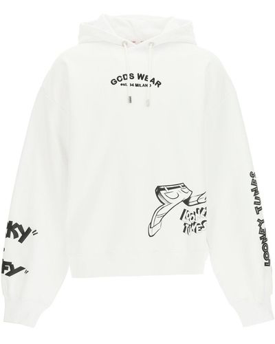 Gcds Hooded Sweatshirt With Looney Tunes Print - White