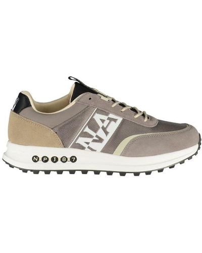 Napapijri Sleek Laced Sports Trainers With Contrast Accents - Grey