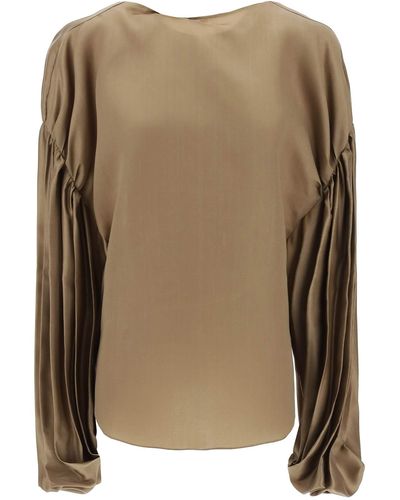 Khaite "Quico Blouse With Puffed Sleeves - Natural