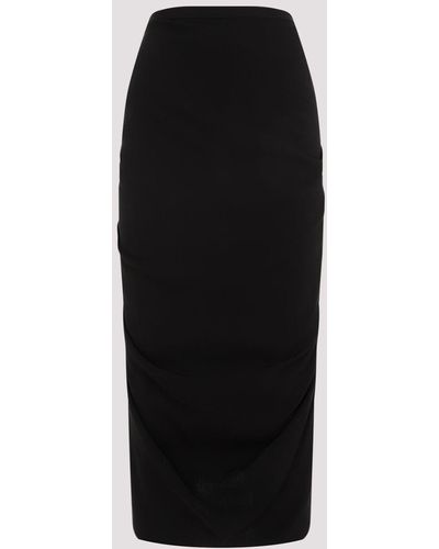 Dries Van Noten Black Sonata Wool Midi Skirt