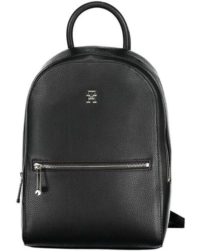 Tommy Hilfiger Chic Designer Backpack With Logo Accent - Black