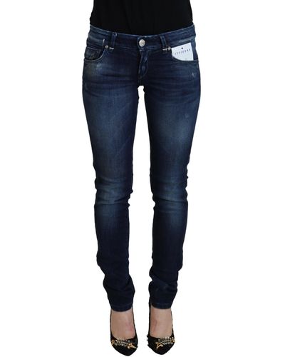 Acht Authentic Skinny Jeans With Logo Details - Blue