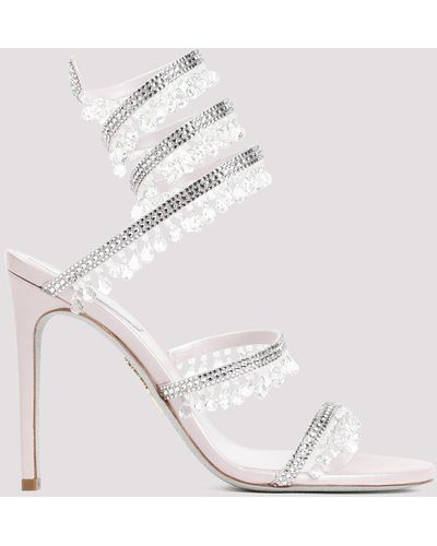 Rene Caovilla Pink Smoky Mauve Leather Chandelier Sandals - White