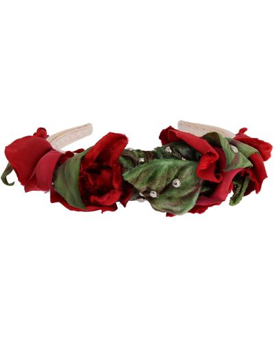 Dolce & Gabbana Multicolor Floral Roses Beaded Tiara Diadem - Black