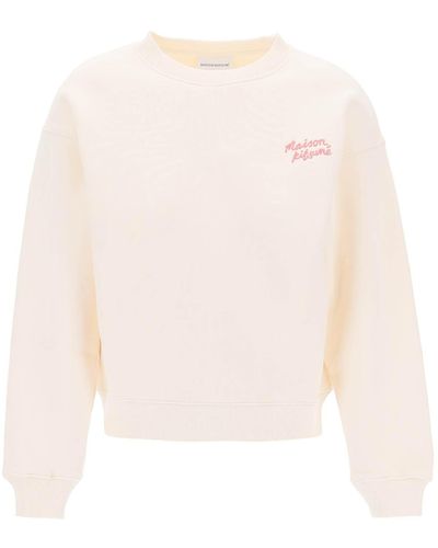 Maison Kitsuné Maison Kitsune "Embroidered Logo Crewneck - White