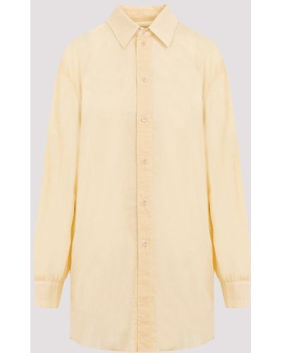 Lemaire Pale Orange Light Straight Collar Cotton Shirt - Natural