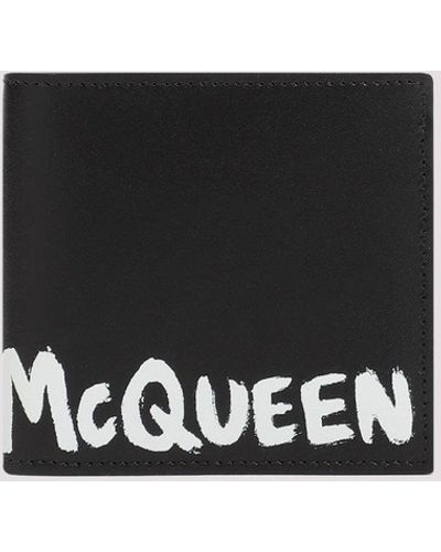 Alexander McQueen Black White Leather Billfold