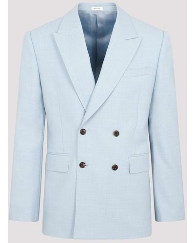 Alexander McQueen Pale Blue Neat Shoulder Jacket