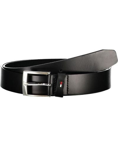 Tommy Hilfiger Sleek Leather Belt With Classic Metal Buckle - Black