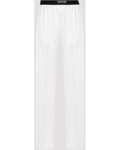 Tom Ford Primrose Liliac Silk Satin Pijama Trousers - White