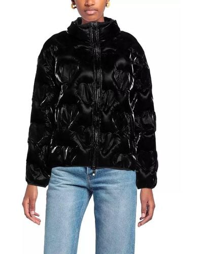 Love Moschino Chic Down Jacket With Heart Accents - Black